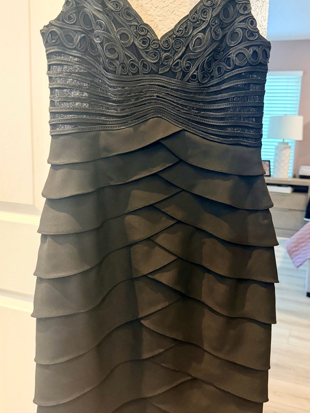 Cache ELEGANT Black Strapless Layered Cocktail Dress